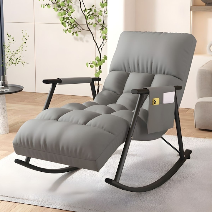 Review BeComfort Scaun balansoar HS-Grey ergonomic cu brate cu spatar 100 Kg textil neasamblat gri