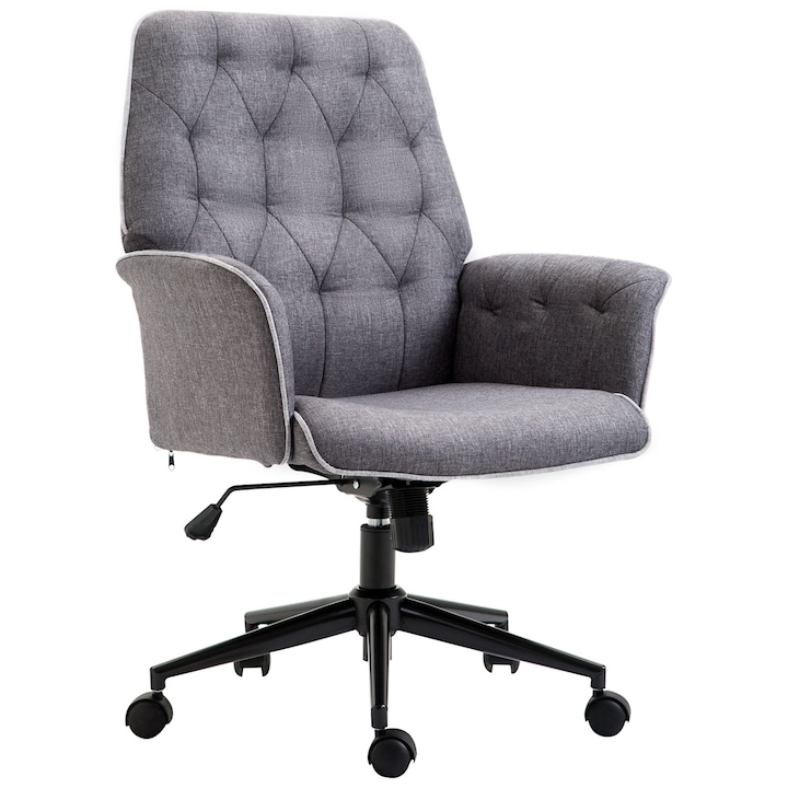 Review Homcom Scaun birou ergonomic brate spatar reglabil 120kg gri inchis