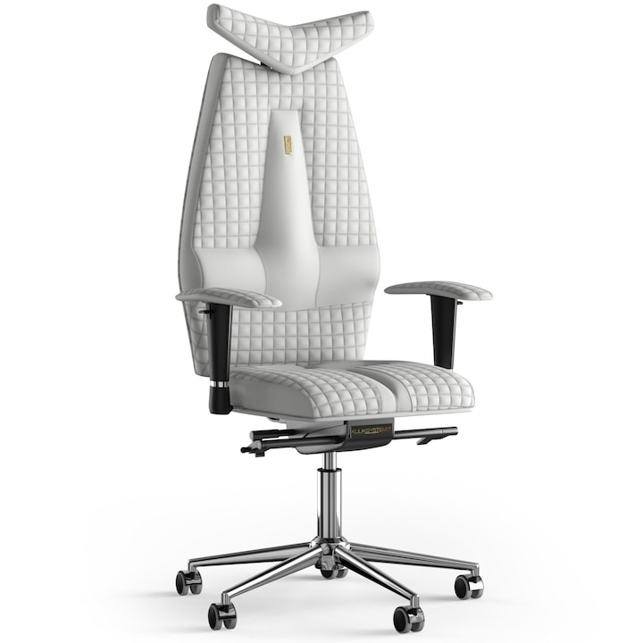 Review Kulik System Scaun birou ergonomic Jet cu roti spatar reglabil tetiera ajustabila 125Kg piele ecologica alb