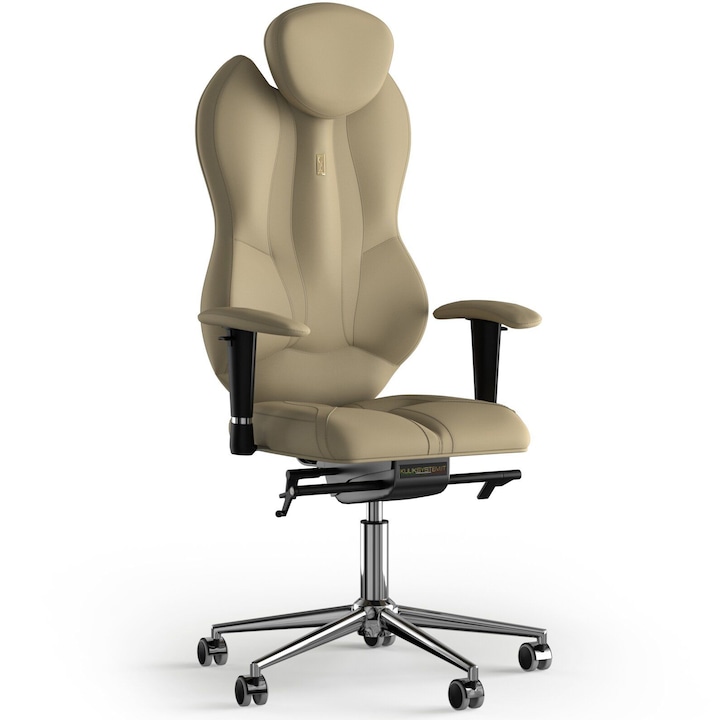 Review Kulik System Scaun de birou ergonomic Grand piele PU crem tetiera reglabila