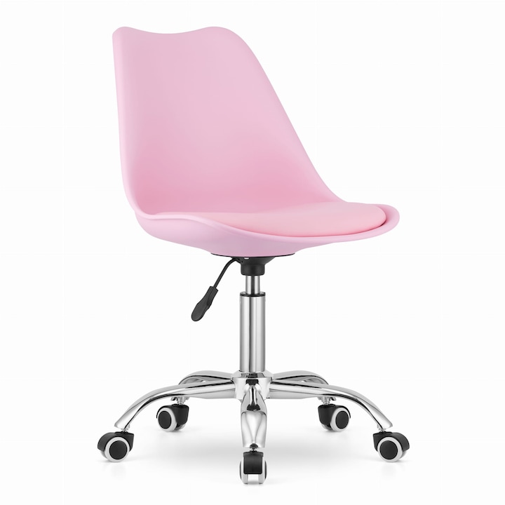Review Oskar Scaun birou OSKAR ergonomic fara brate cu spatar reglabil roz
