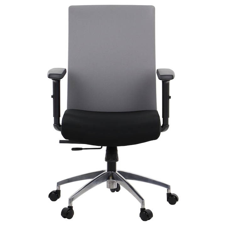 Review STEMA Riverton F/L/AL scaun ergonomic cu brate suport lombar reglabil 150Kg textil negru/gri