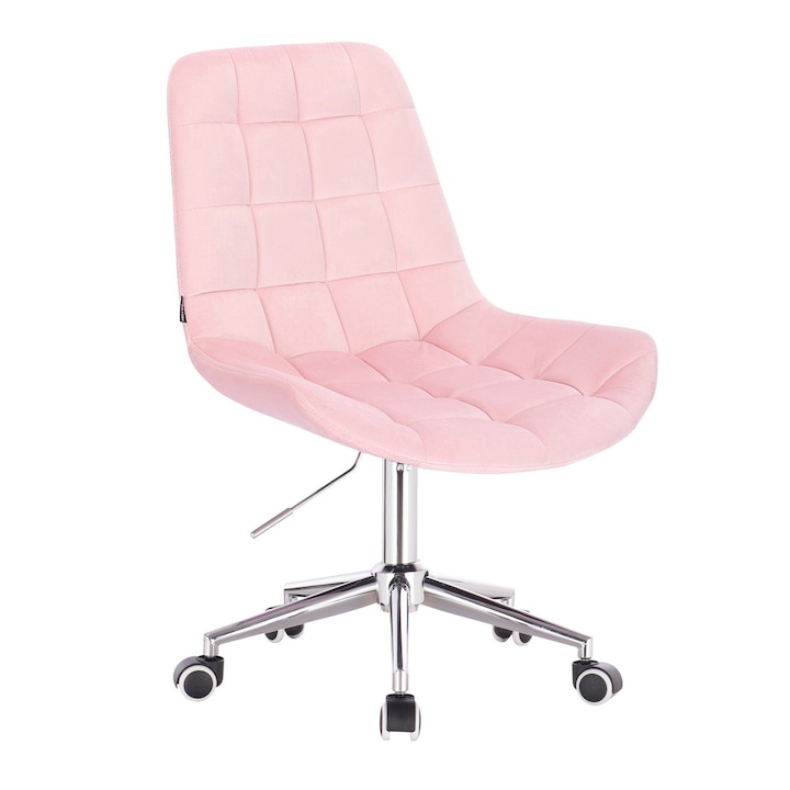 Review Votana HR590K Scaun birou ergonomic catifea roz roti pivotante