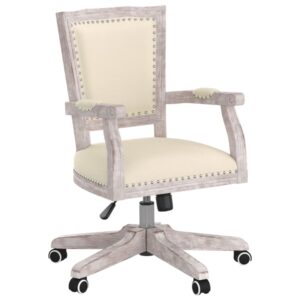 Review vidaXL Scaun birou pivotant ergonomic tesatura bej