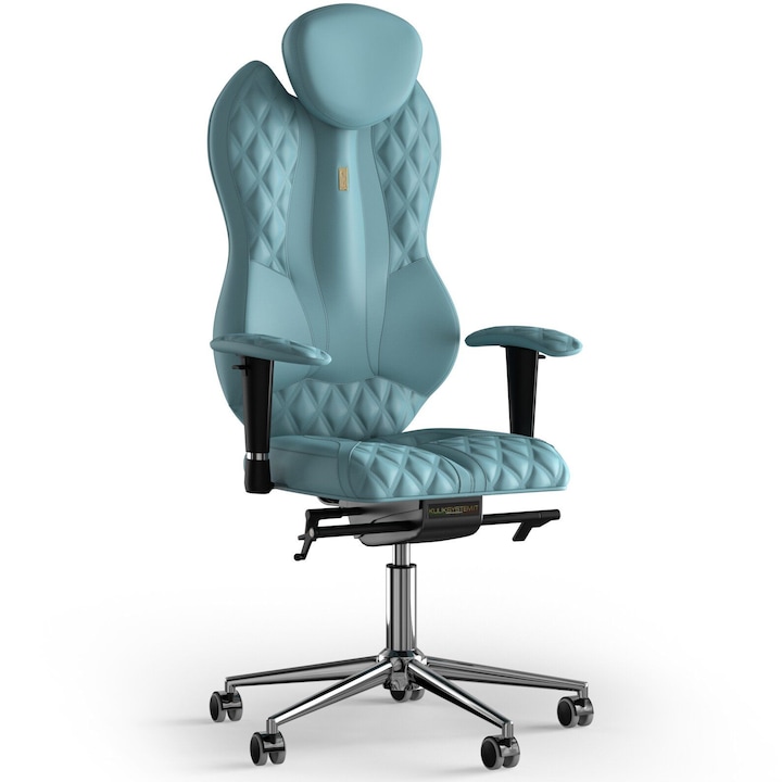 Review Kulik System Scaun birou ergonomic Grand piele PU albastru deschis ajustabil