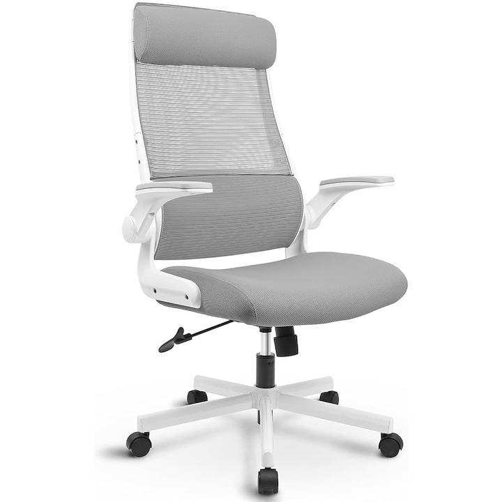 Review Melokea Scaun ergonomic MELOKEA alb gri 150Kg textil