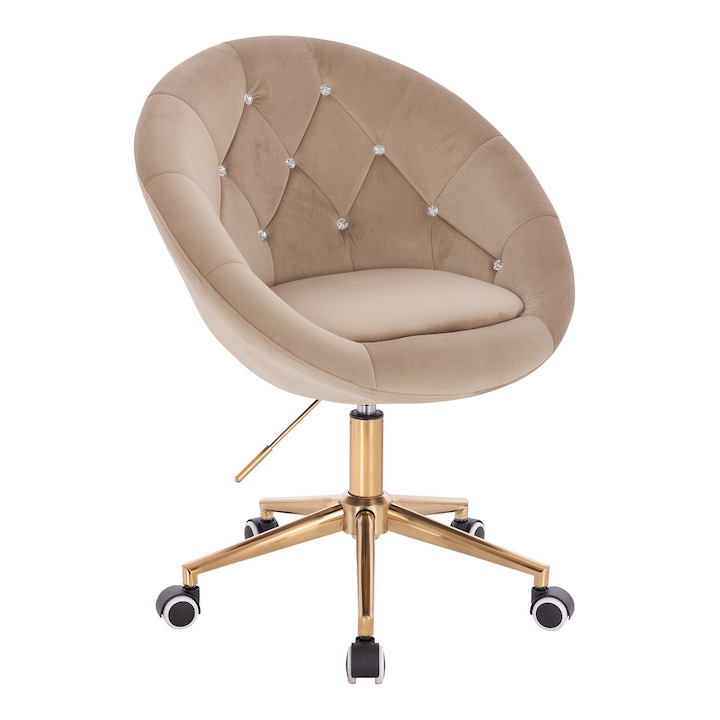 Review Votana HR8516CK Scaun birou ergonomic catifea baza aurie