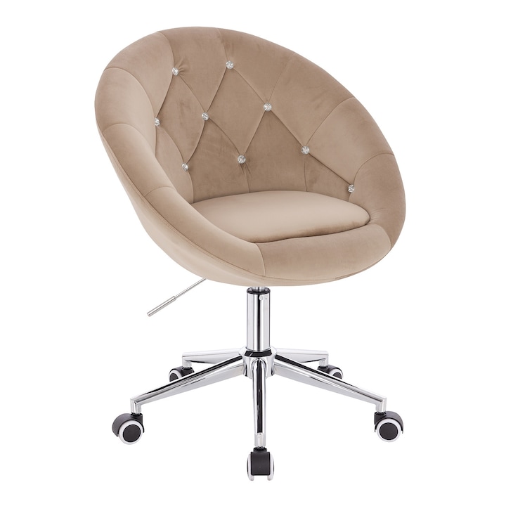 Review Votana HR8516CK scaun birou ergonomic catifea baza cromata latte