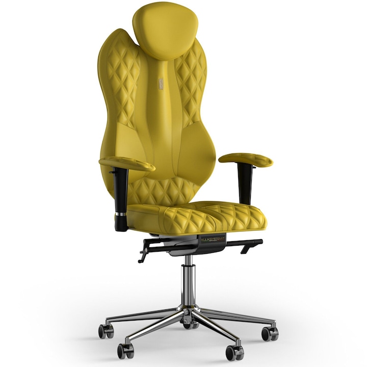 Review Kulik System Scaun birou ergonomic Kulik System Grand Piele PU Galben
