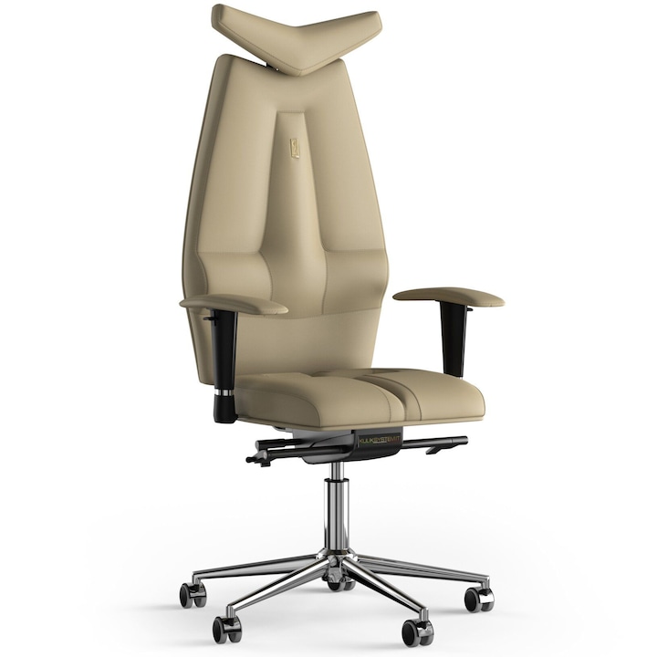 Review Kulik System Scaun de birou ergonomic Jet Piele PU Crem reglabil 120 Kg