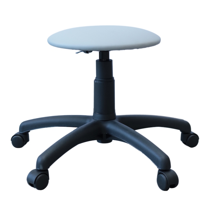 Review MODERNA Goliat Scaun rotativ ergonomic fara spatar piele ecologica gri