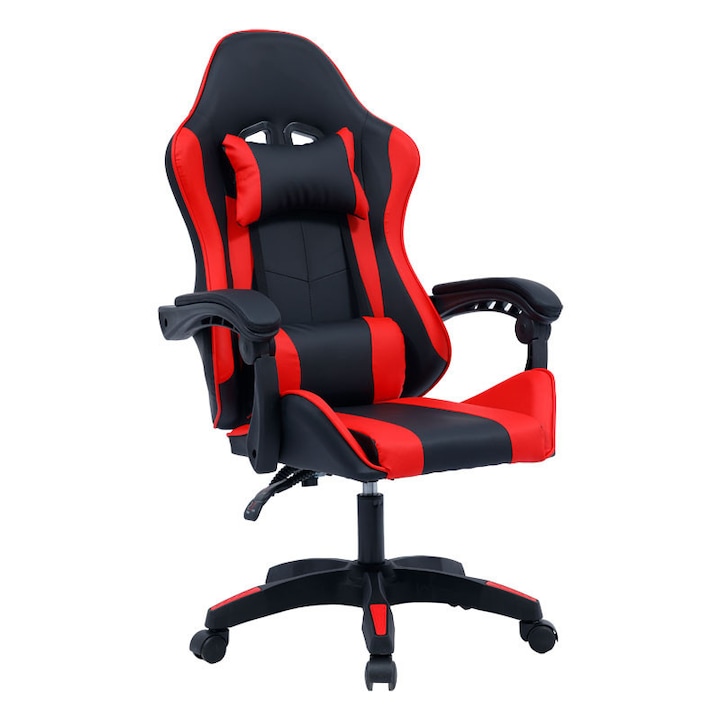 Review pako world Scaun de gaming William Ergonomic Spatar reglabil 120Kg Piele ecologica Rosu-Negru