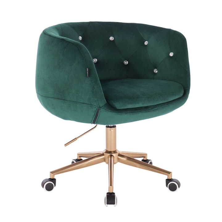 Review Votana HR333CK Scaun birou ergononomic catifea verde bază aurie