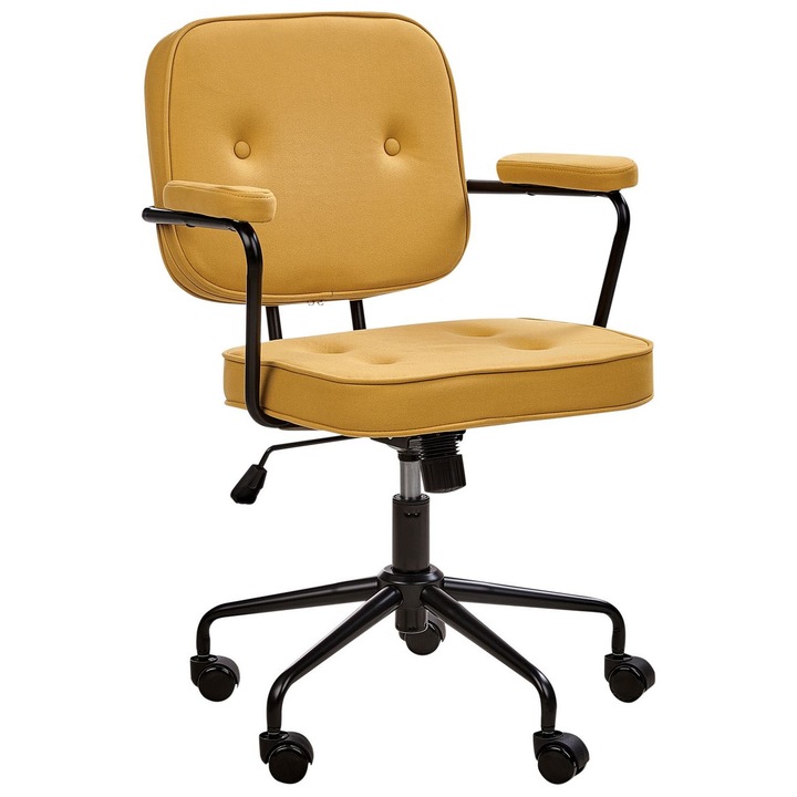 Review Beliani Scaun de birou Pawnee galben piele ecologica ergonomic