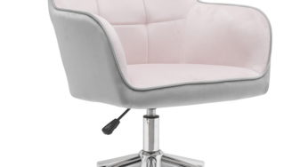 Review Decorer Scaun de birou Felton catifea roz gri ergonomic reglabil