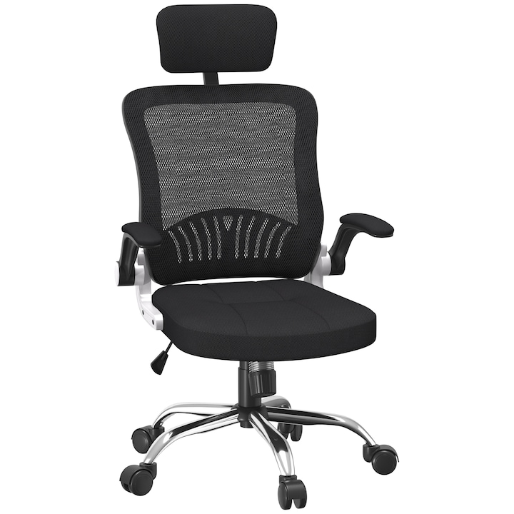 Review Homcom Scaun birou ergonomic tetiera reglabila suport lombar plasa