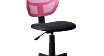 Review Lavish Home Scaun birou ALEX ergonomic Reglabil rotativ 80Kg Textile,Asamblare neasamblata,Negru Roz