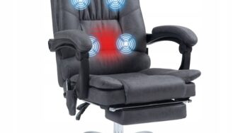 Review Luka Scaun birou cu masaj, ergonomic, reglabil, gri inchis