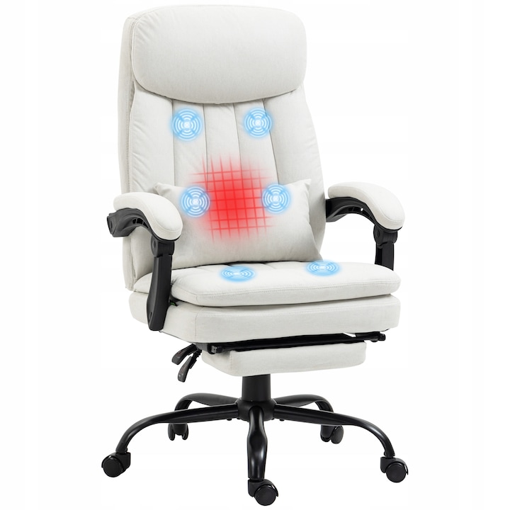 Review Luka Scaun birou cu masaj si incalzire ergonomic crem reglabil 120kg