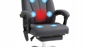 Review Luka Scaun birou ergonomic masaj incalzire gri inchis