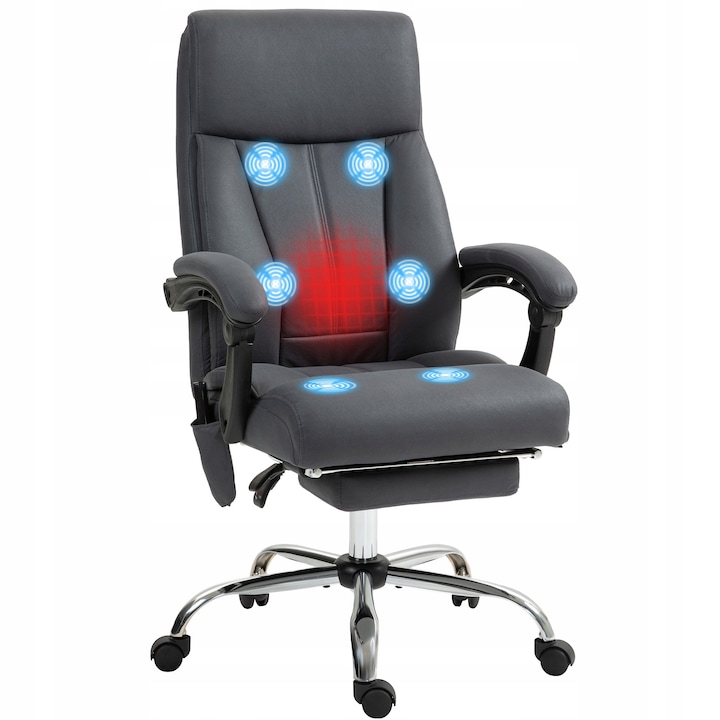 Review Luka Scaun birou ergonomic masaj incalzire gri inchis