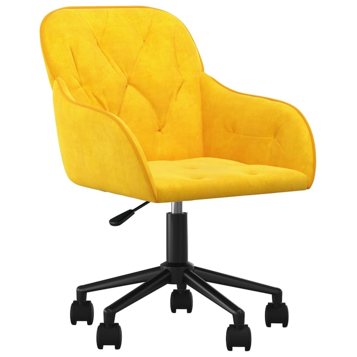 Review vidaXL Scaun birou pivotant galben catifea ergonomic