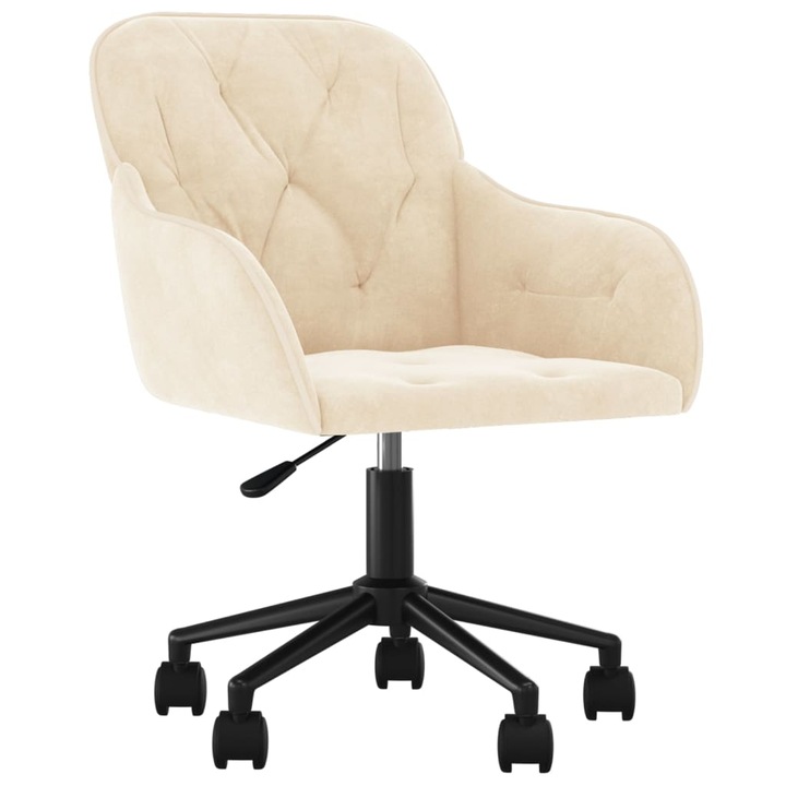 Review vidaXL Scaun de birou pivotant crem catifea ergonomic confort