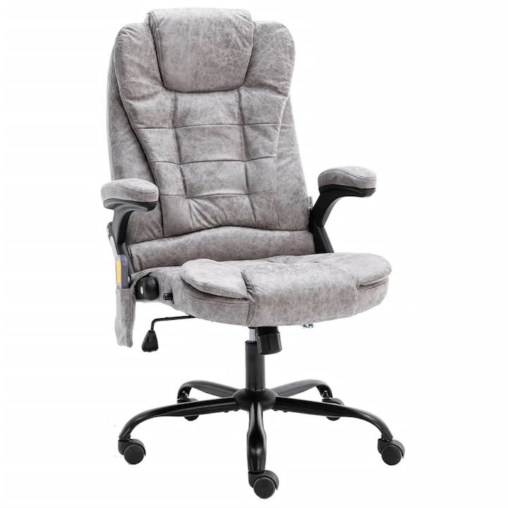 Review vidaXL Scaun de masaj pentru birou ergonomic gri deschis velur ecologic