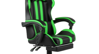 Review vidaXL Scaun gaming ergonomic cu suport picioare 110Kg Piele ecologica Asamblare necesara Negru/Verde