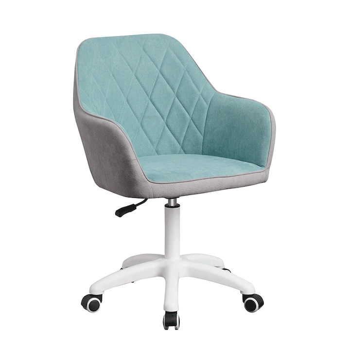 Review Decorer Santy Scaun birou ergonomic textil verde menta gri