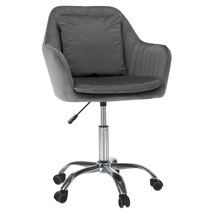Review Decorer Scaun birou Klian catifea gri ergonomic reglabil