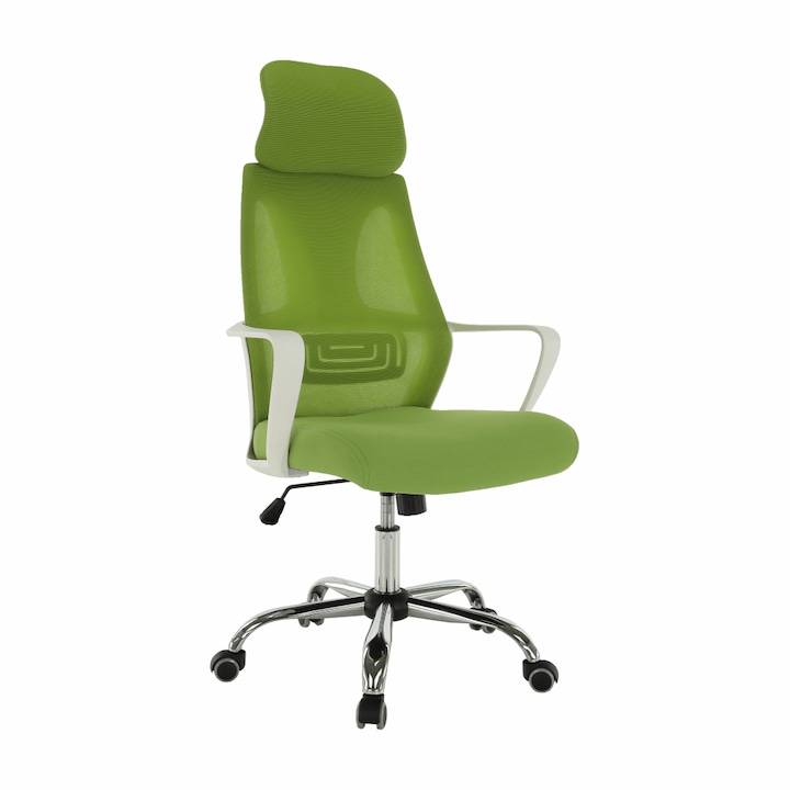 Review Decorer Scaun birou Taxis ergonomic verde alb mecanism balansare 110 kg