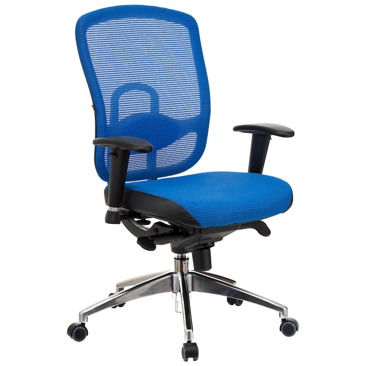 Review QMOBILI Scaun ergonomic Oklahoma Albastru multiblock suport lombar