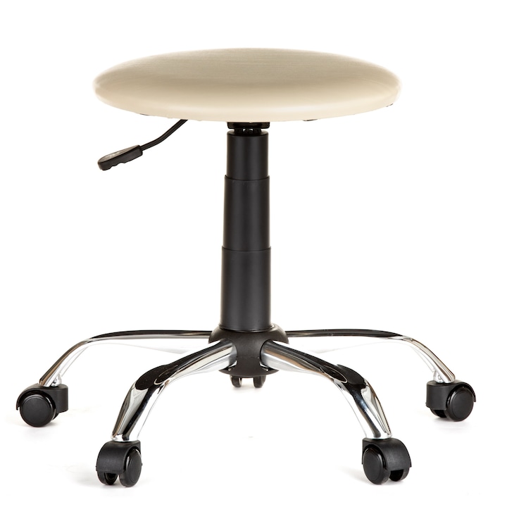 Review QMOBILI Scaun laborator LAB CR ergonomic ajustabil crem
