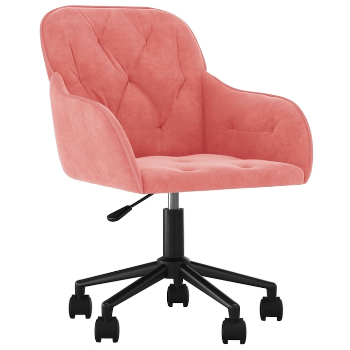 Review vidaXL Scaun de birou pivotant roz catifea
