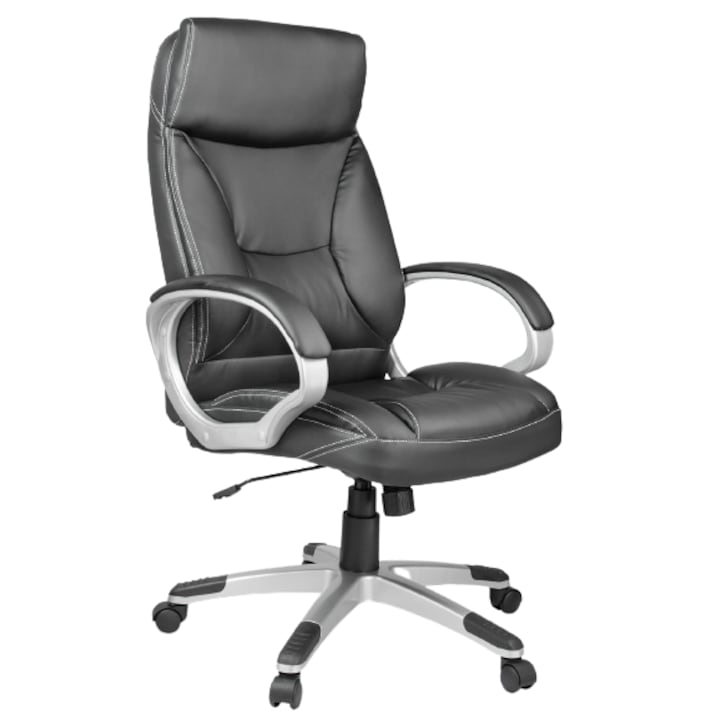 Review DacEnergy Scaun birou ergonomic cu brate piele ecologica negru