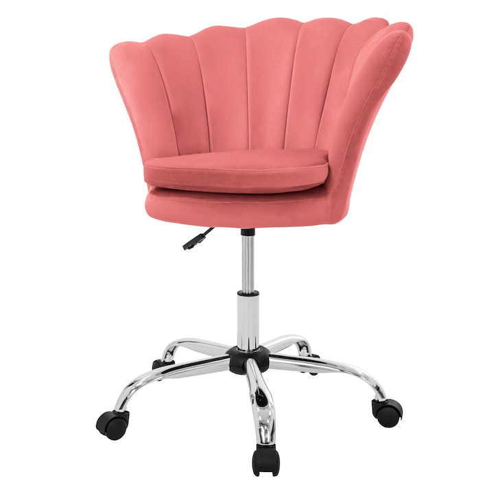 Review ML Design Scaun birou ergonomic reglabil catifea roz