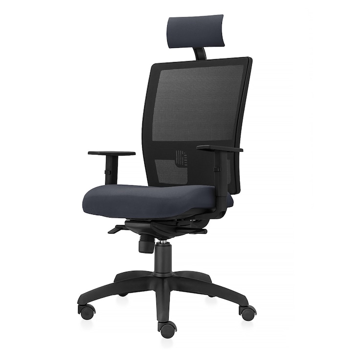 Review Traffic Chairs CLEVER scaun ergonomic tapiterie textila gri inchis