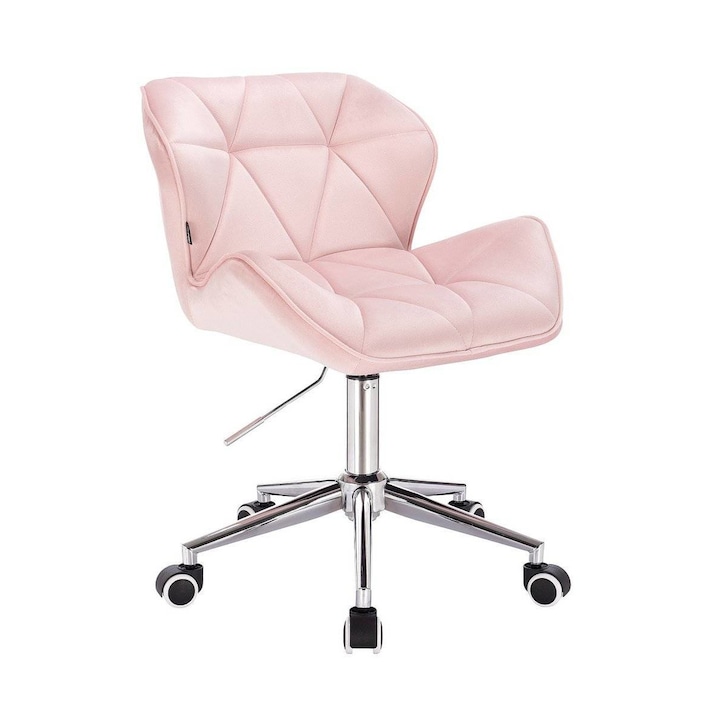 Review Votana Scaun de birou HR111K ergonomic ajustabil pe înălțime roz pudrat catifea