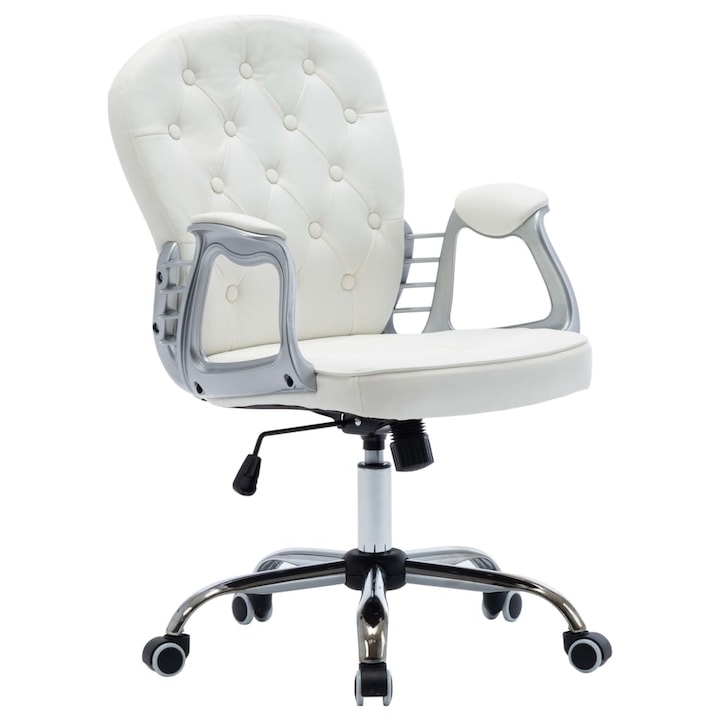 Review vidaXL Scaun birou Alb Reglabil Piele ecologica