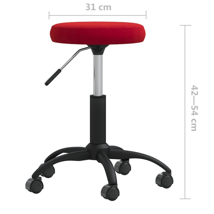 Review vidaXL Scaun birou Catifea Rosu reglabil fara brate