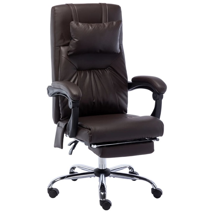 Review vidaXL Scaun birou ergonomic maro piele ecologica masaj