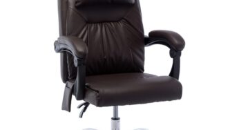 Review vidaXL Scaun de birou ergonomic maro piele ecologica masaj USB