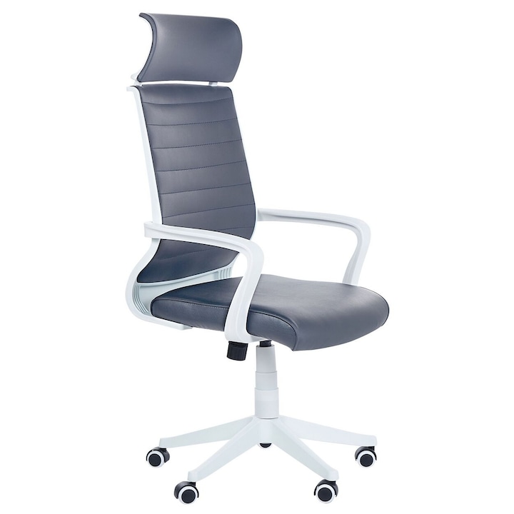 Review Beliani Scaun de birou Leader ergonomic gri piele ecologica 120 Kg