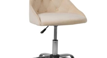 Review Beliani Scaun de birou Parrish catifea bej reglabil ergonomic