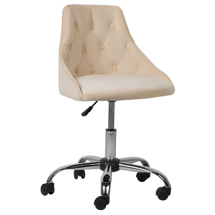 Review Beliani Scaun de birou Parrish catifea bej reglabil ergonomic
