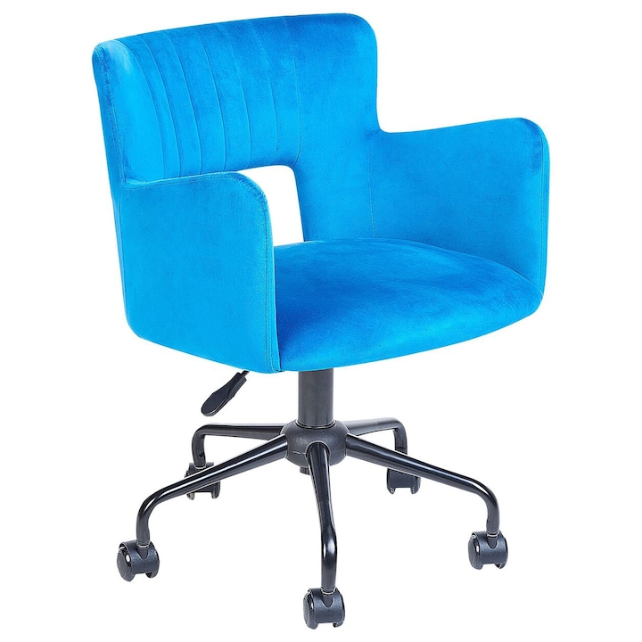 Review Beliani Scaun de birou Sanilac Ergonomic cu rotile Catifea Albastru