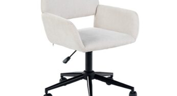 Review FurnitureR Scaun birou Ross ergonomic bej cu roti