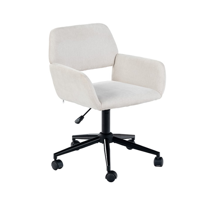 Review FurnitureR Scaun birou Ross ergonomic bej cu roti