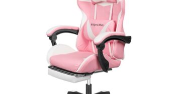 Review Kruger&Matz Scaun gaming ergonomic,Cu brate,Spatar reglabil 145°,2 perne,150 kg,Piele ecologica,,Alb/Roz